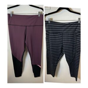 ZYIA Purple/Black and Striped Leggings Size 12